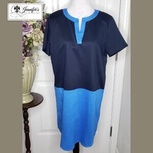 3/$30 Lands' End Women's Blue Color Block Shift Dress
